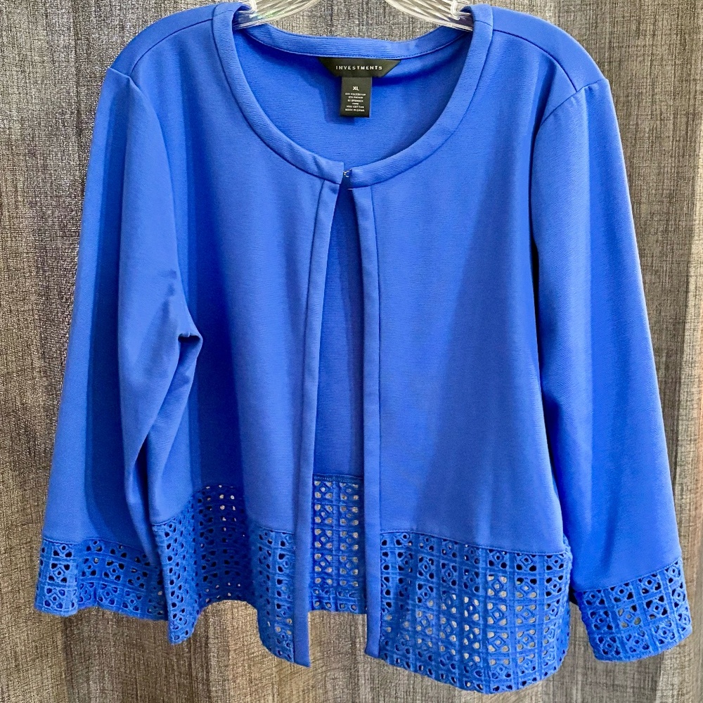 Investments Women's Jacket SZ XL Royal Blue 3/4 Sleeve